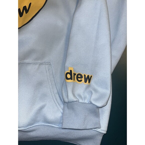 Drew House Hoodie LARGE Light Blue Sweatshirt Justin Bieber Smiley Music Cotton - Picture 5 of 8